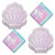 Mermaid Shine Party Supplies - Metallic Clam Shell Shaped Paper Dinner Plates and Luncheon Napkins (Serves 16)