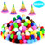 Kuqqi 500 Pieces Assorted Colors Pom Poms Craft Making Multicolor Pom Pom Balls Arts and Crafts Pom Pom Balls for Kids Elastic Pom Poms Pipe Cleaner