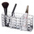 WELTRXE Crystal Makeup Brush Holder 3 Slot Acrylic Cosmetics Brushes Organizer Clear Brush Holder for Bathroom Bedroom Vanity Countertop