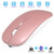 Rechargeable 2.4GHz Wireless Bluetooth Mouse, Slim Noiseless Optical Wireless Mouse with Bluetooth, USB or Type C Connection Compatible with Notebook, PC, Laptop, Computer, MacBook (Rose Gold)