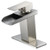 Bathlavish Waterfall Bathroom Sink Faucet Brushed Nickel Single Handle One Hole Deck Mount Lavatory Faucet Commercial