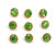 9 Small Kiwi Green Rhinestone Buttons Set - Setting in Gold 1/4'' 6mm Nine Claws Crystal Rhinestone Buttons with Shank Plating, Blouse,Shirts, Formal Evening,