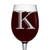 Etched Monogram 16oz Stemmed Wine Glass (Letter K)