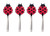 Spatulart Lady Bug Nylon Flex Turner, Set of 4