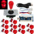 SJ@JX Arcade Game Stick DIY Kit Buttons with Logo LED 8 Way Joystick USB Encoder Cable Controller for PC MAME Raspberry Pi Red