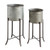 Creative Co-op Corrugated Metal Planters on Stands (Set of 2 Sizes), Silver, 2 Count
