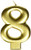 Amscan Birthday Celebration, Numeral #8 Metallic Candle, Party Supplies, Gold, 3 1/4"