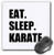 3dRose Eat Sleep Karate Martial Art Enthusiast Gift Black Text Typography Mouse Pad (mp_180415_1)