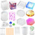 LotFancy Epoxy Resin Molds, 28pcs Silicone Coaster Ashtray Molds for Resin Casting, DIY Art Crystal Diamond Plant Pot Pen Candle Soap Holder Molds, Including Measuring Cup, Droppers and Stirrers