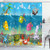 Ambesonne Animal Shower Curtain, Funny Sea Animals Underwater Ocean View with Sail Boat Palm Trees Cartoon Artwork, Cloth Fabric Bathroom Decor Set with Hooks, 70" Long, Blue Teal