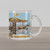 Lunarable Outdoor Glass Mug, Carousel Ride Amusement Park Platform Carnival Circus Horse Roundabout, Printed Clear Glass Coffee Mug Cup for Beverages Water Tea Drinks, Black Yellow Pale Blue
