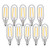 OMAYKEY 2W LED Candelabra Bulb 3000K Soft White, 25W Equivalent 250 Lumen, E12 Base Vintage Edison T25 Mini Tubular Clear Glass LED Filament Chandelier Light Bulbs, Non-dimmable, 10 Pack