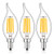 CRLight LED Candelabra Bulb 40W Equivalent 2700K Warm White, 4W Filament LED Chandelier Light Bulbs, E12 Base Vintage Edison CA11 Clear Glass Candle Bulbs, Non-dimmable Version, 3 Pack