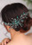 Denifery Emerald Hair Comb Gold Branch Bridal Headpiece Emerald Green Headpiece Wedding Back Piece Emerald Green Crystal Hair Comb Wedding Hair Accessory (Silver)