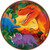 Amscan Prehistoric Dinosaurs Metallic Round Plates, 9", Party Favor