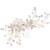 BriLove Wedding Bridal Hair Comb Hair Accessories with Ivory Color Simulated Pearl Crystal Floral DIY Handmade Bendable Filigree Bead for Women Clear Silver Tone