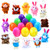 ThinkMax Easter Eggs, 12 Prefilled Bright Plastic Easter Eggs with 12 Mini Plush Animals for Kids Easter Egg Hunt Filler Basket Stuffers