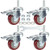 DICASAL 3 Inch Swivel Stem Casters Heavy Duty American Size 1/2"-13x1-1/2"Stem Thread Wheels 360 Degree Durable Wheels Dual Safety Locks Castors with 990 Lbs Capacity Pack of Four