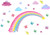 Easu Rainbow Wall Decal Butterflies Wall Stickers Clouds Wall Decals Peel and Stick Girls Bedroom Wall Decals