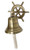 Basic Fundamentals Nautical Brass Hanging Ship Wheel Bell with Rope Handle