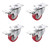 SungMi 4 Pack 3" Heavy Duty Caster Wheels PVC Swivel Casters with 360 Degree Top Plate Red Wheels (4 with Brakes) SM-AMS-240005
