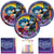 Onward Party Supplies Pack Serves 16: 7" Plates and Luncheon Napkins with Birthday Candles (Bundle for 16)