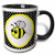 3dRose mug_57078_4"Cute Yellow Bumble Bee on Black and White Polka Dots" Two Tone Black Mug, 11 oz, Multicolor