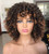 Annivia Short Curly Wig for Black Women with Bangs Big Bouncy Fluffy Kinky Curly Wig Heat Resist Soft Synthetic 2Tone Ombre Darkest Brown Short Curly Afro Wig