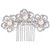 EVER FAITH Silver-Tone Austrian Crystal Cream Simulated Pearl 3 Hibiscus Flowers Bridal Hair Comb Clear