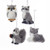 Kurt Adler 3" Plastic Furry Gray Animal 4/Asstd