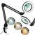 LANCOSC Magnifying Glass with Light for Close Work, 5-Diopter, 3 Color Modes, Stepless Dimmable, Adjustable Swivel Arm with Clamp, LED Magnifier Desk Lamp for Repair, Crafts, Reading, Sewing - Black