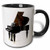 3dRose Grand Piano Two Tone Black Mug, 11 oz, Multicolor
