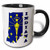 3dRose mug_58736_4"Indiana state flag in the outline map and letters for Indiana" Two Tone Black Mug, 11 oz, Multicolor
