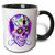3dRose Diamond Sugar Skull Purple Two Tone Mug, 11 oz, Black