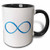 3dRose mug_41794_4"Infinity Symbol (blue)" Two Tone Black Mug, 11 oz, Multicolor