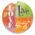 CounterArt Absorbent Stoneware Car Coaster, Live Laugh Love Bright