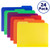 Dunwell Colored Plastic 3-TAB File Folders (24 Pack, 6 Assorted Colors) Letter Size, 1/3-Cut Tabs, Labels, Writable Erasable Top Tabs, Durable, Tear-R