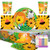 Animal Jungle Party Supplies Pack Serves 16: 9" Plates Luncheon Napkins Cups and Table Cover with Birthday Candles (Bundle for 16)