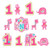 Amscan 12 Wild Fun to be One Pink Girl's 1st Birthday Party Cutout Wall Decorations