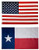 Mission Flags 3x5 ft. 2-Pack US American and Texas State Polyester Flags