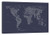 iCanvasART Font World Map (Navy Blue) Canvas Print, 18" x 12"