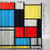 INVIN ART Bathroom Shower Curtain Set with Hooks,Composition in Blue, red and Yellow Lithograph in Colours by Piet Cornelies Mondrian,Home Art Paintin