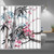 RAYLONZE Floral Shower Curtains for Bathroom,Watercolor Spring Bamboo and Cherry Flower Fabric Shower Curtain with Plastic Hooks,69x70 Inch Black Pink