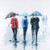 Posterazzi Collection Three People and Their Umbrella Poster Print by Atelier B Art Studio (24 x 24)