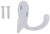 ProSource 23263WHB-PS Double Prong Robe Hook, 1-13/16 in L, 5/64 in, White