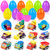 Semaco Easter Eggs Easter Basket Stuffers Filled 12 Pack Eggs with Pull Back Construction Vehicles and Race Cars Inside, Colorful Pre Easter Eggs For