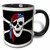 3dRose mug_55660_4" Pirate Skull and Cross Bones - Art - Black Flag with Bandana Two Tone Black Mug, 11 oz, Multicolor