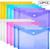 12 Pack Plastic Envelopes Poly Envelopes, US Letter A5 Size File Envelopes, Clear Document Folders with Label Pocket & Snap Button - 6 Assorted Colors