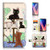 (for LG V40) Flip Wallet Case Cover & Screen Protector Bundle - A1944 Cartoon Cat