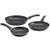 Basic Essentials Aluminum Cookware Collection- Non Stick Dishwasher Safe Oven Safe Induction Ready Durable Heavy Gauge, 3 Piece Black Fry Pan Set